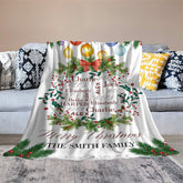 Aperturee - Custom Name Bauble Wreath Family Christmas Blanket